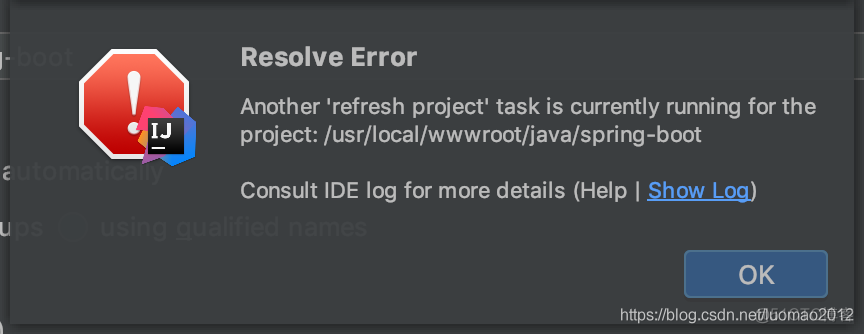 【Gradle日常问题】Resolve Error Another ‘refresh project‘ task is currently running from the project_java