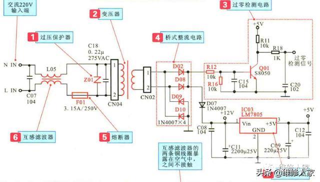 空调电路原理图详解（空调电源电路图与实物器件的对应介绍）(1)