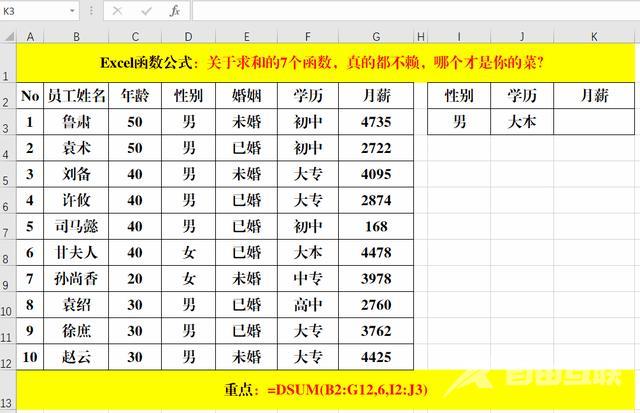 excel函数公式大全求和（求和函数的使用方法及实例）(12)