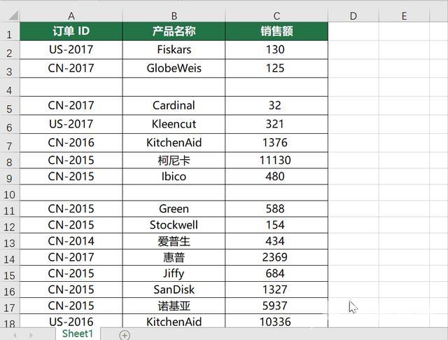 excel如何批量删除空白行（excel删除空白行的几种方法）(1)