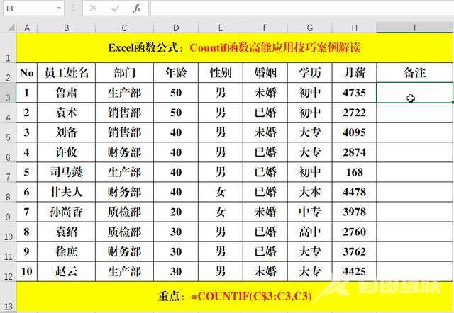 countif函数的使用方法有哪些（countif函数的使用方法和技巧介绍）(3)