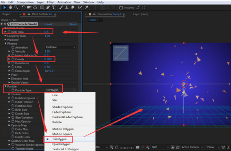 ae粒子特效怎么做？ae制作三角粒子背景动画技巧分享截图