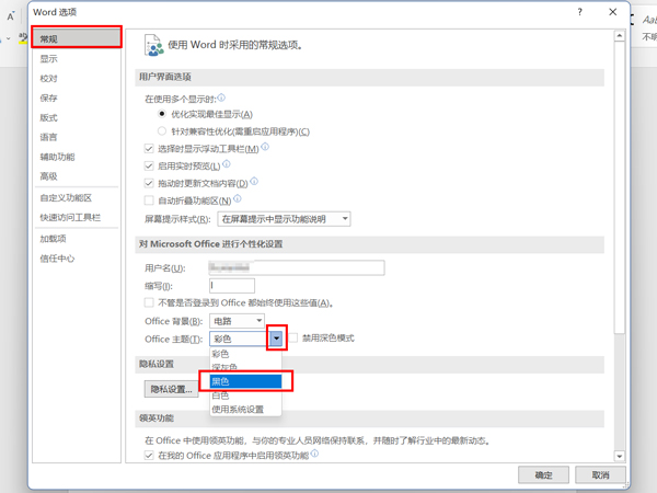 word怎样设置office主题?word开启黑色主题方法介绍截图