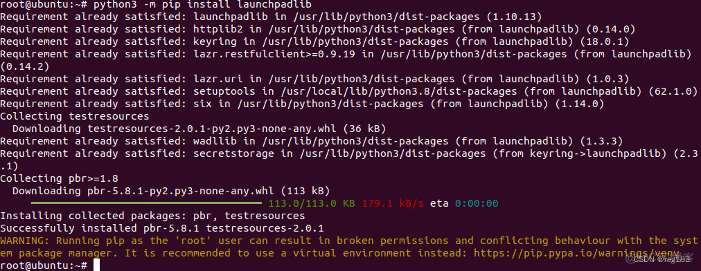 launchpadlib 1.10.13 requires testresources, which is not installed._python_02