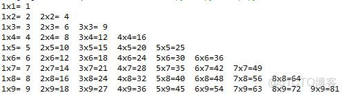 python写个九九乘法表_九九乘法表