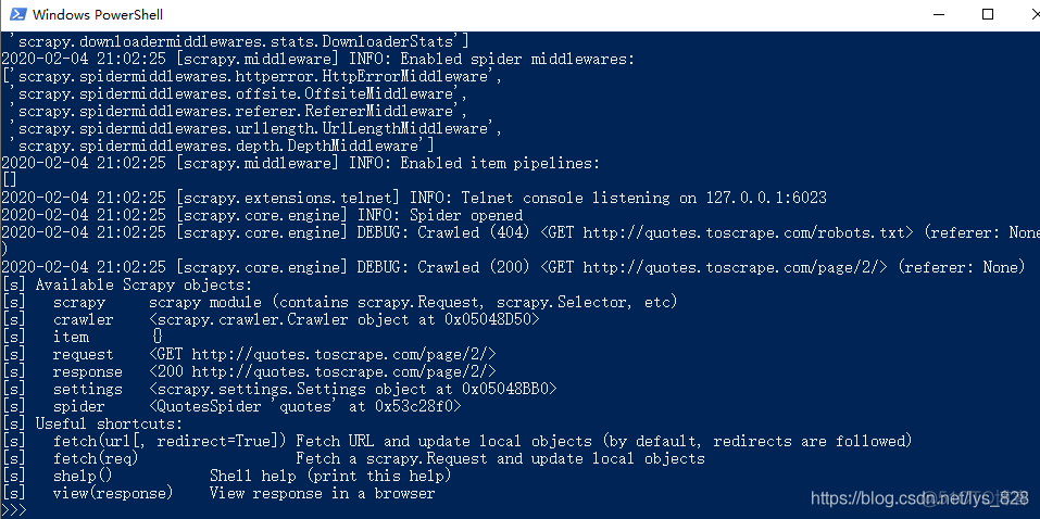 【scrapy爬虫】Scrapy安装、详细指令参数讲解及第一个项目实例_ide_40