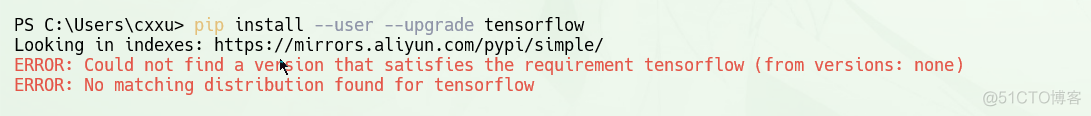 python_tensorflow安装失败:ERROR: Could not find a version that satisfies the requirement tensorflow_深度学习