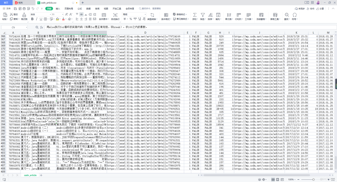 查看CSDN文章详细信息 存到CSV中_json