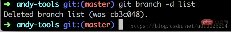 提示删除了一个名为:list的本地分支