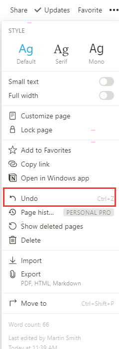 notion撤回功能使用方法介绍