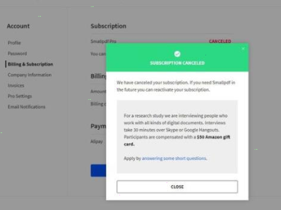 SmallPDF关闭订阅步骤介绍