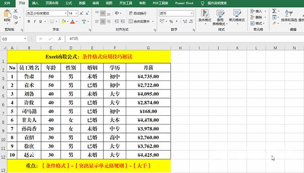 Excel 2019中使用条件格式分析数据的方法