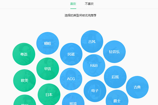 选择用户喜欢的歌曲类型