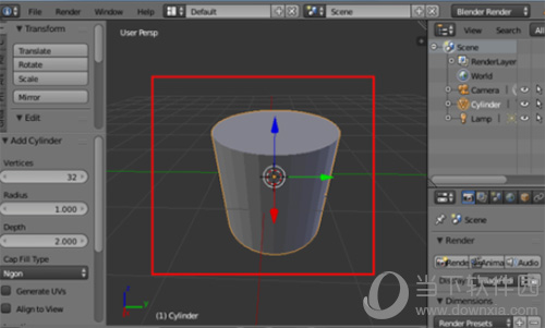 blender软件制作圆柱体