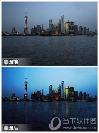 美图秀秀水上夜景对比图