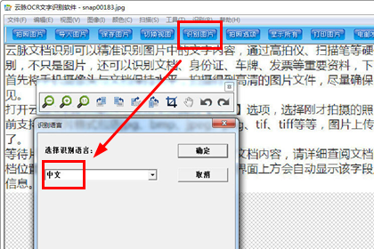 云脉文档识别选择识别语言