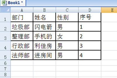 一张完整的表格