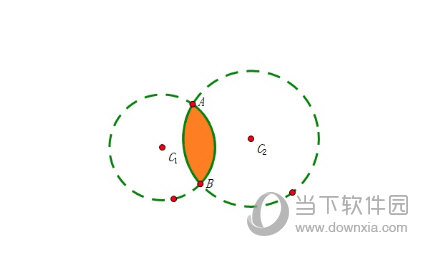 几何画板怎么给两圆相交部分涂颜色