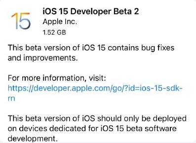 ios15beta2更新了什么 iOS15beta2更新内容和描述文件下载