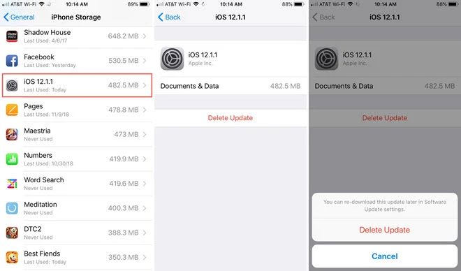 delete ios update