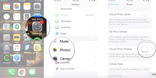 enable icloud photo sharing