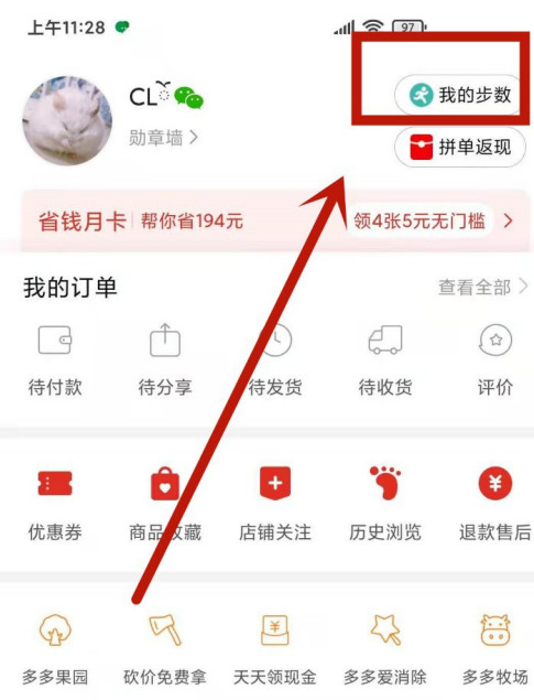 拼多多怎么打开步数记录？拼多多打开步数记录步骤教程截图