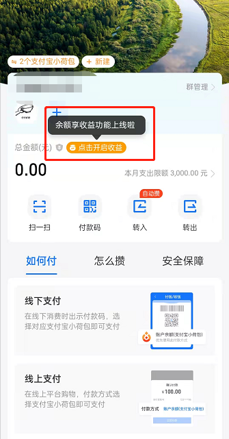 支付宝小荷包余额享收益怎么开？支付宝小荷包开启收益方法