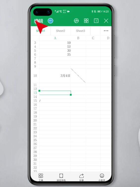 手机WPS表格分数怎么输入(2)