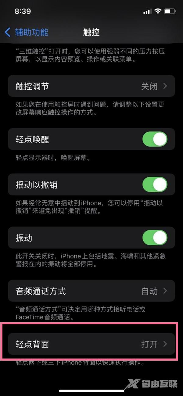 iphone双击背面截屏在哪开启