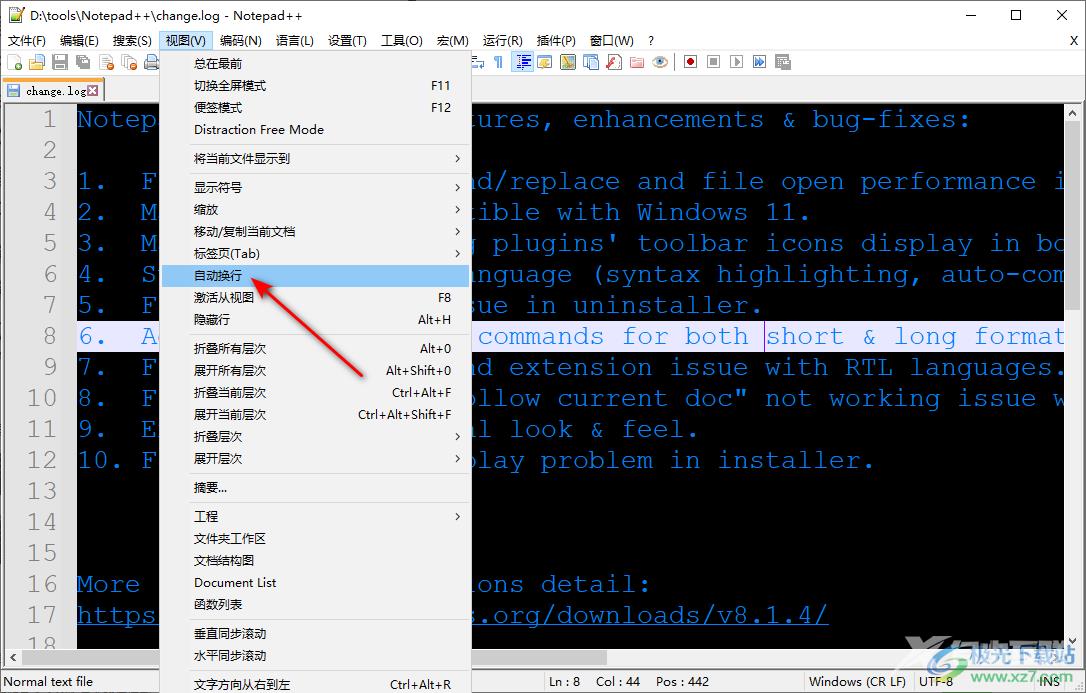 Notepad++设置自动换行的方法