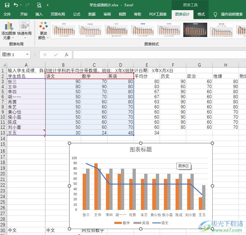 Excel将柱状图和折线图放在一起的方法