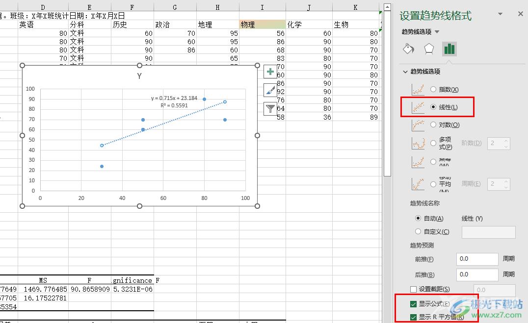 Excel做线性回归方程的方法