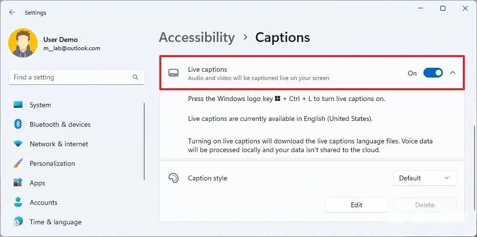 Windows 11 22H2启用配置及使用实时字幕教程