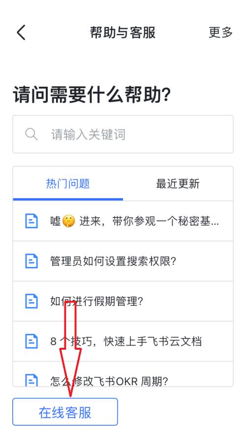 《飞书》怎么联系在线客服