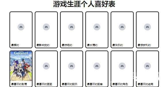 《游戏生涯个人喜好表》怎么做