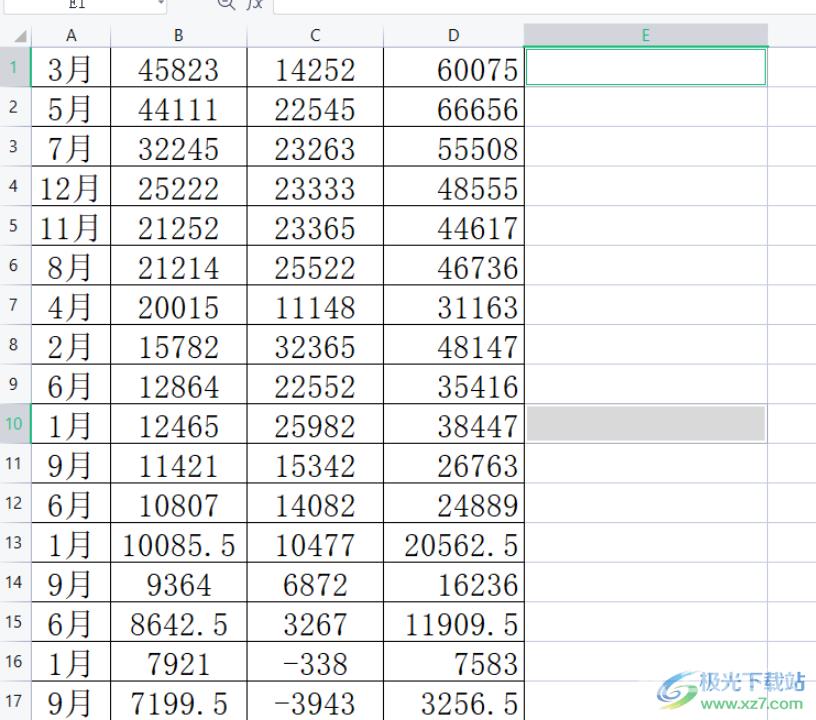 ​wps表格隔10行就删除一行的教程