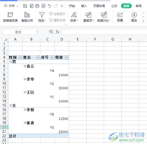 wps表格中的数据透明表修改行列字段顺序的教程