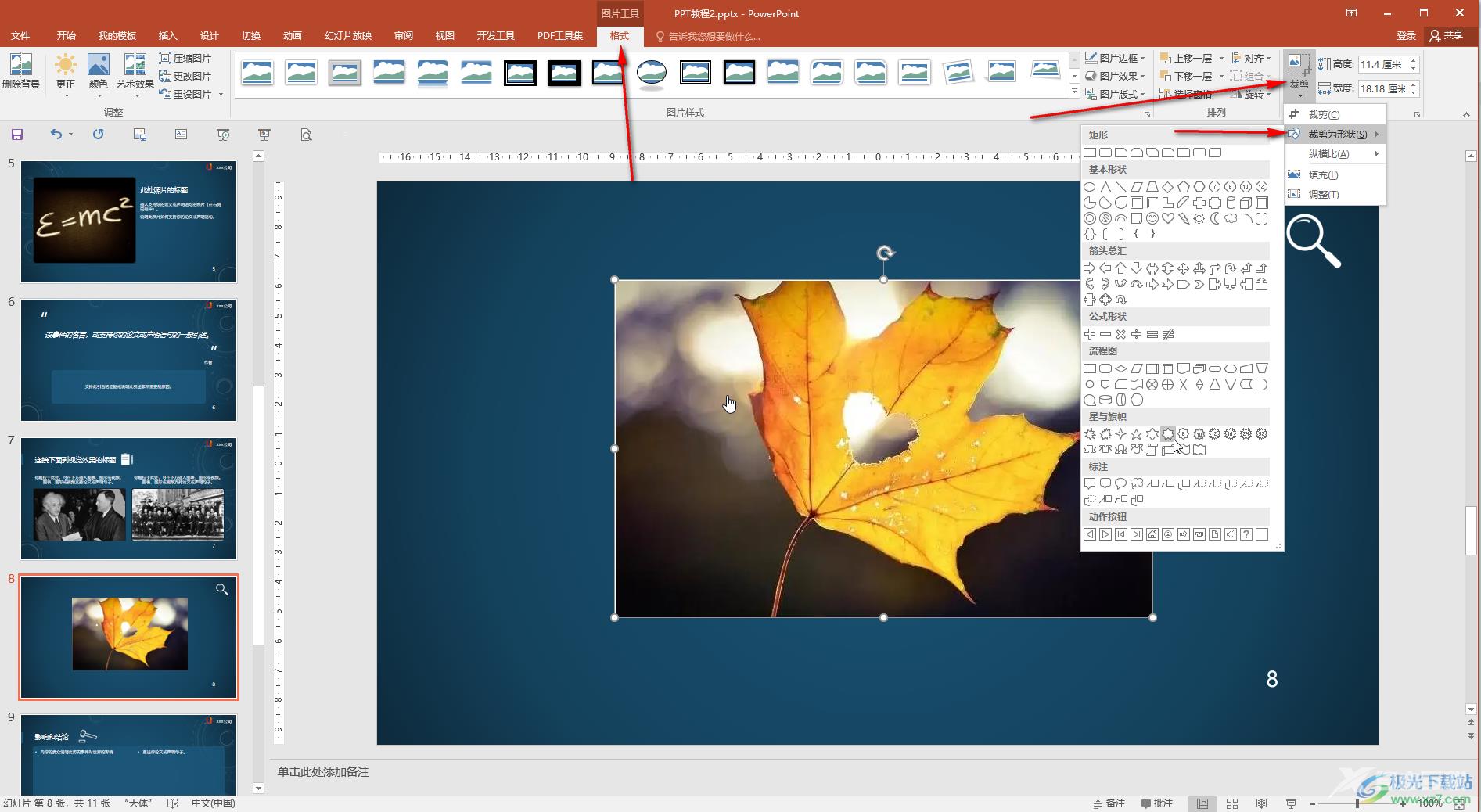 PPT将图片改为自己想要的形状的方法教程