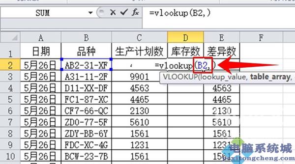 Vlookup函数匹配两个表格的方法