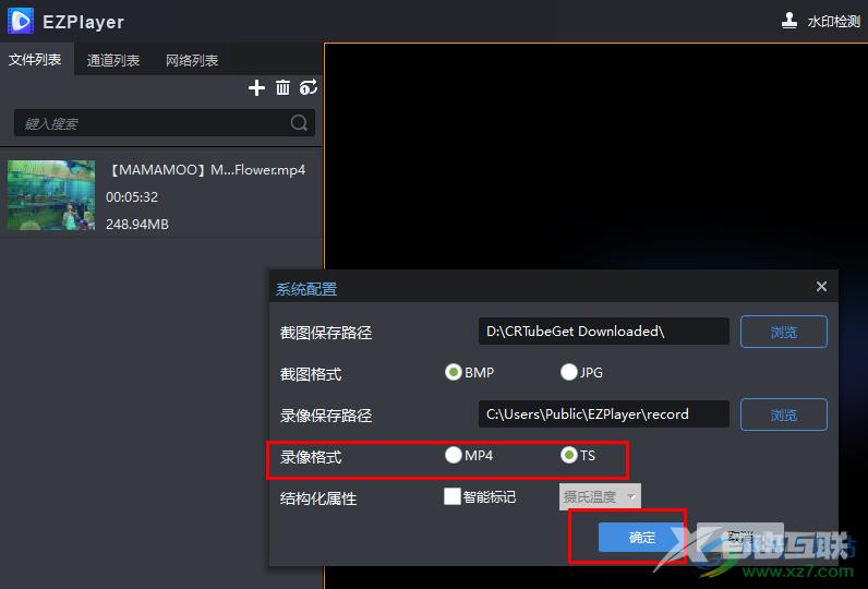 EZPlayer更改录像格式的方法