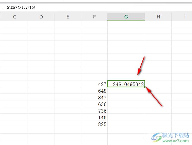 WPS Excel表格如计算标准偏差的方法