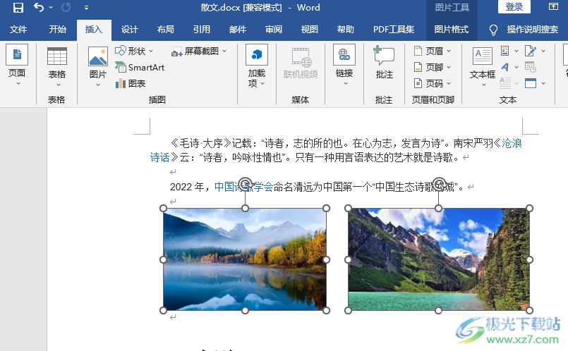 Word文档把两张图片并排放在一起的方法