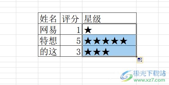 ​excel表格根据评分来打星的教程