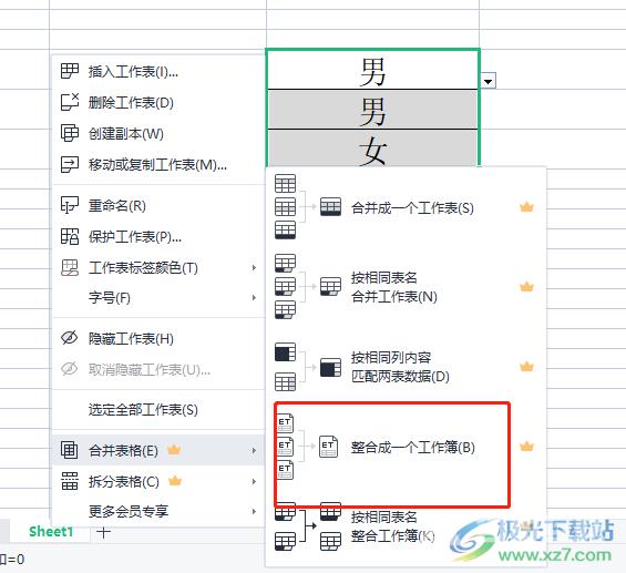 ​wps将多个表格合并到一个文件中的教程