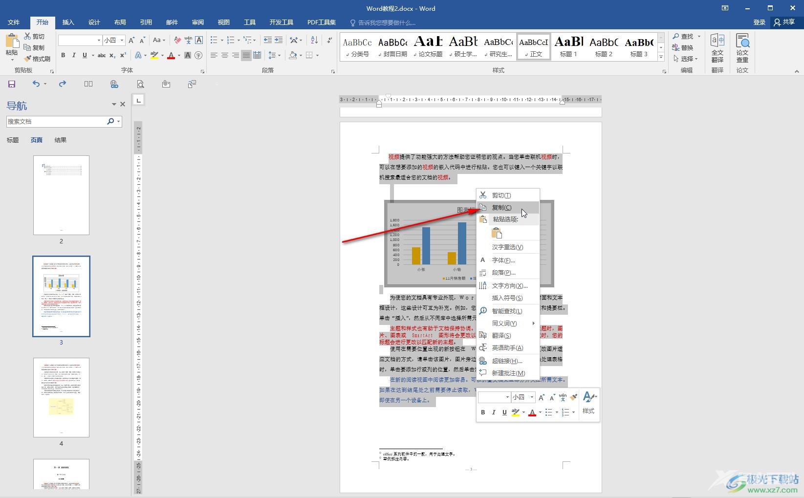 Word文档复制一整页的方法教程