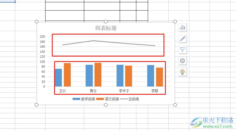 wps表格将两个图表合在一起的教程