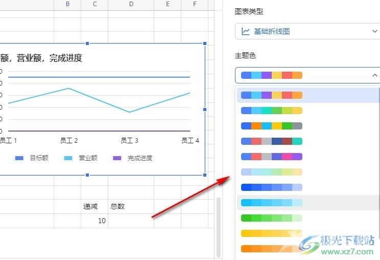 飞书表格更改图表主题色的方法