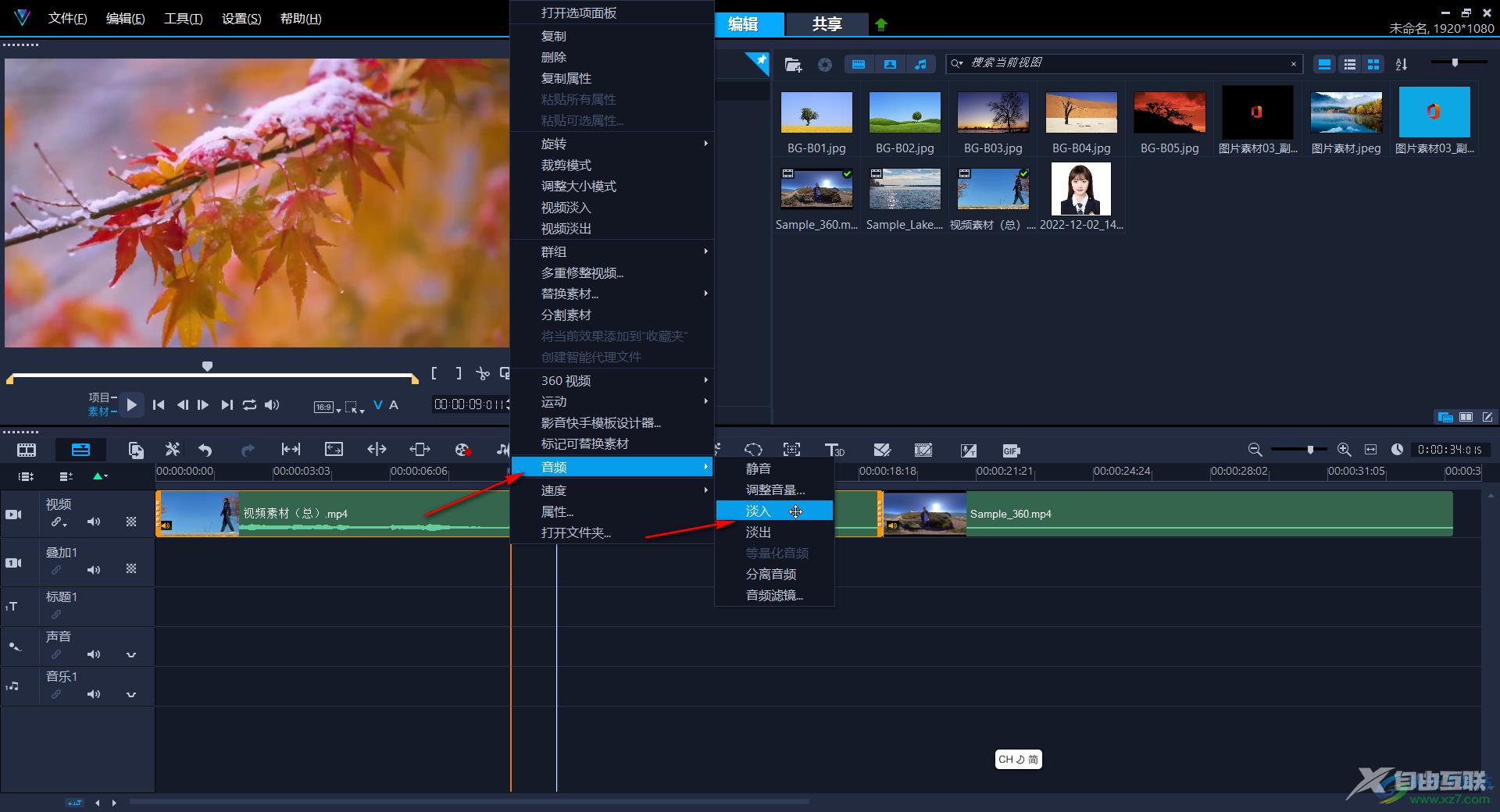 Corel VideoStudio中设置音频淡入淡出的方法教程