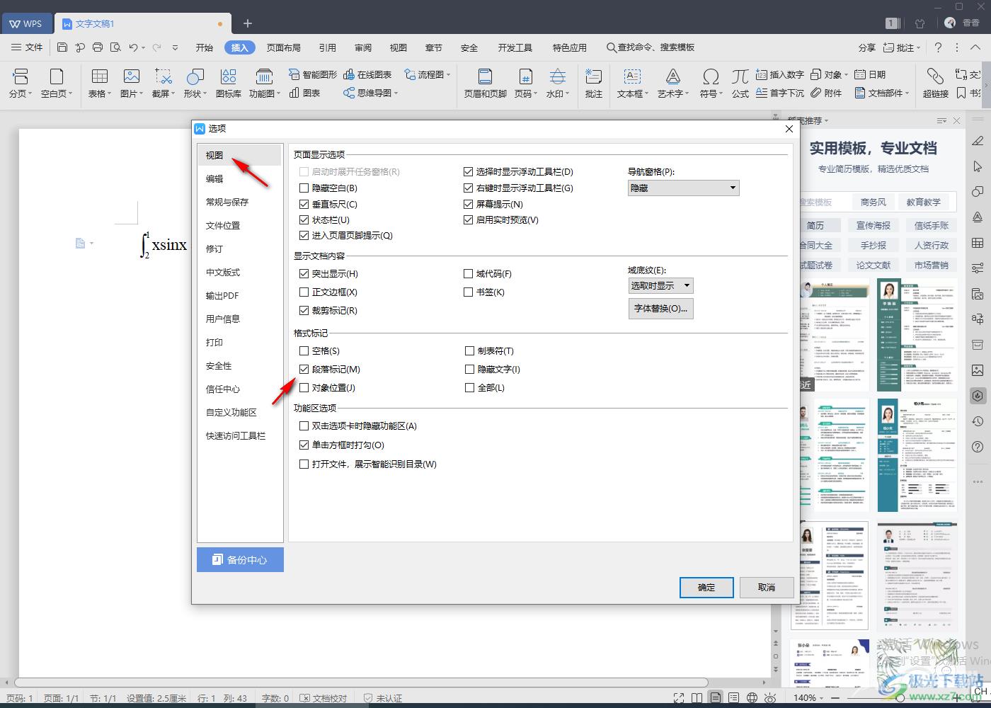 wps Word打开段落标记的方法