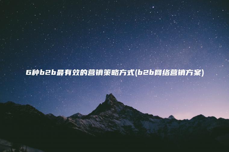 6种b2b最有效的营销策略方式(b2b网络营销方案)